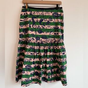 Odeeh Size 36 (US 4) Nautical Print Midi Skirt Seahorse Mermaid Novelty Germany